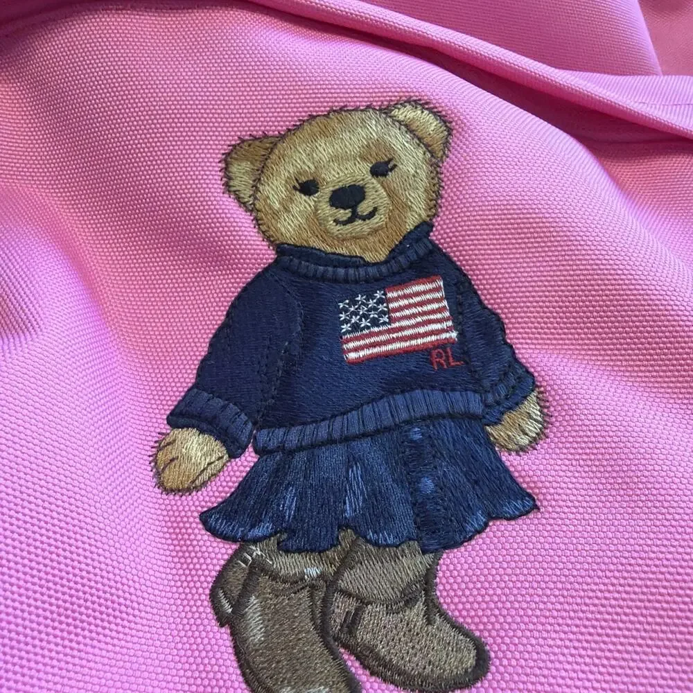 Polo Ralph Lauren Pink Backpack Full Size Laptop Unisex Embroidered Bear School